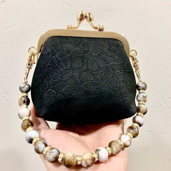 Handmade Genuine NuBuck Leather Floral Embossed Wristlet/Coin Pouch/Crossbody - Picture 1 of 14